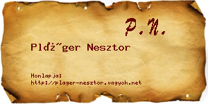 Pláger Nesztor névjegykártya